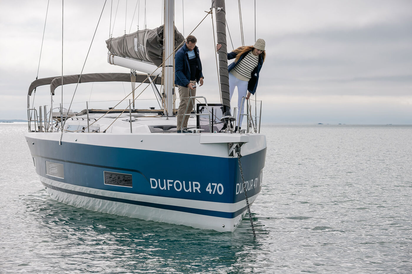 Dufour 470 at anchor, builder photo